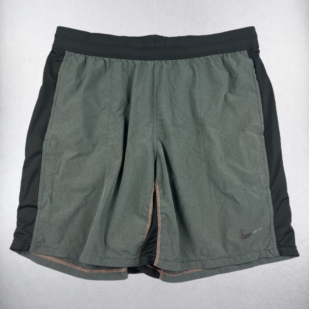 Nike Dri-Fit Shorts Mens XL Gray Black Standard Fit Athletic Running Training